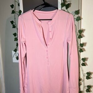 Fashion Nova Pink Long Sleeve Jumpsuit with Mandarin Collar